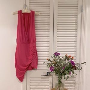 BEBE SLINKY DEEP V KNIT DRESS